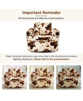 360degree(s) Swivel Barrel Accent Chair, 36.6" Soft Chenille Fabric Sofa Chair with Dual-Layer Cushion Design for Living Room