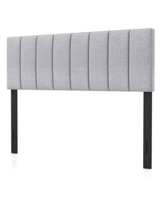 Linen Upholstered Headboard with Adjustable Width and Solid Wood Legs