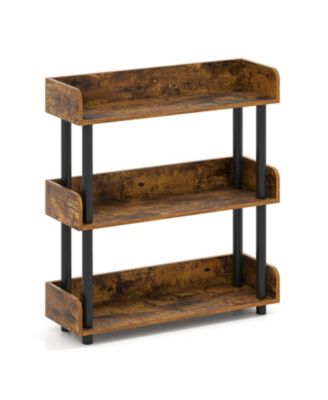 3-Tier Bookshelf with Anti-Tipping Kit and Industrial Storage Unit for Living Room