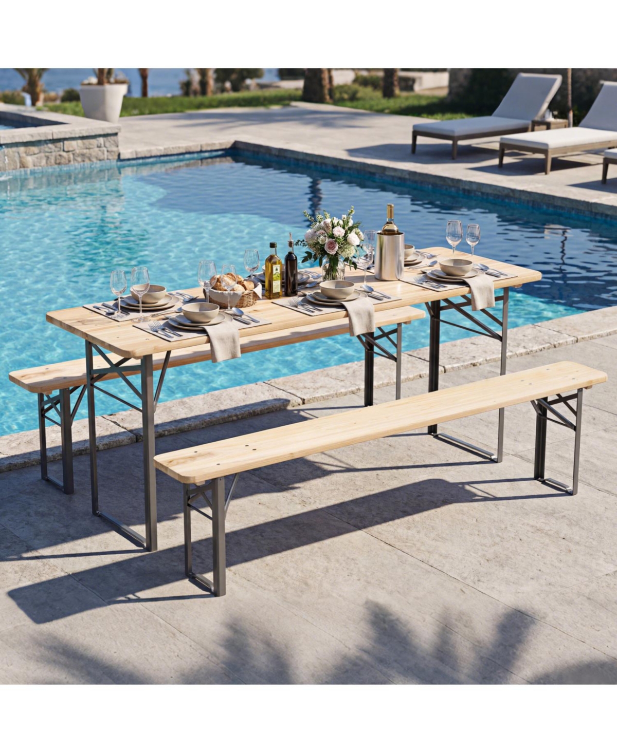 Slickblue Folding Picnic Table with Benches for 6 Portable Camping Table