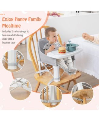 Portable Baby Booster Seat with Straps and Double Tray