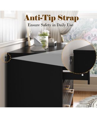 47.24'' Modern 6-Drawer Chest of Drawers, Bedroom Storage Dresser with Metal Handles and Solid Wood Legs for Living Room Organization