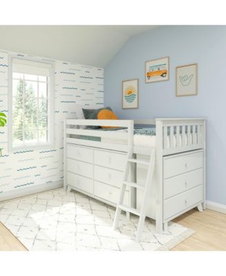 Twin-Size Low Loft with Pull-Out Desk and 3-Drawer Dressers