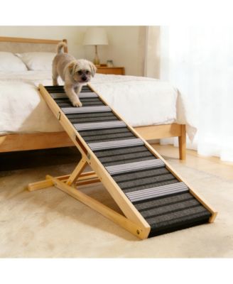 Adjustable Dog Ramp for Couch, 6 Heights 14"-25" with Non-Slip Pad, Portable Stable Pet Steps for Small Dogs, Sofa and Stairs