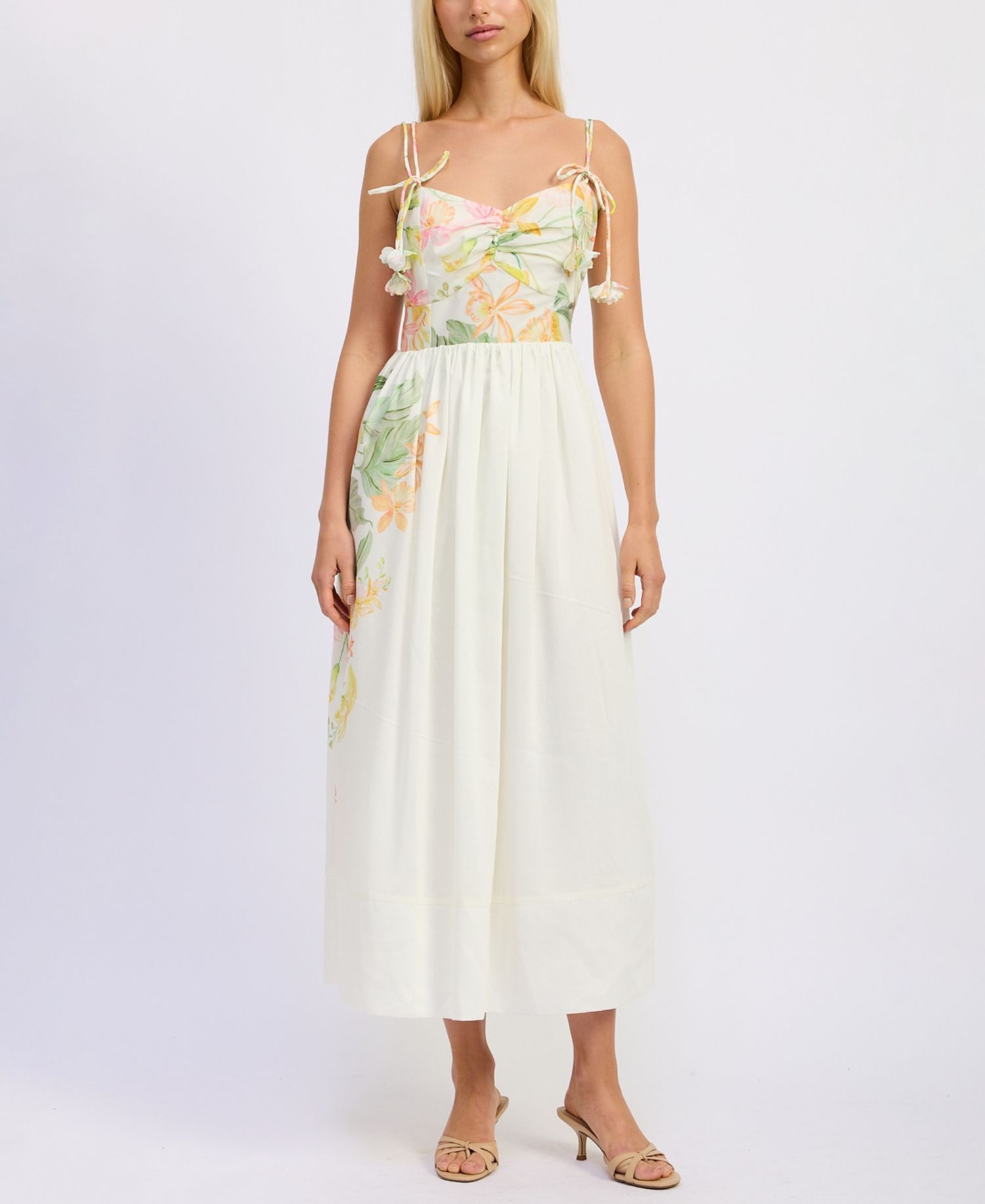 Women's Sleeveless Bustier V-Neck Midi Dress