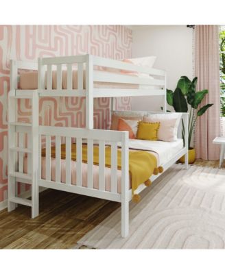 Solid Wood Bunk Bed, Twin over Full with Ladder on End for Kids