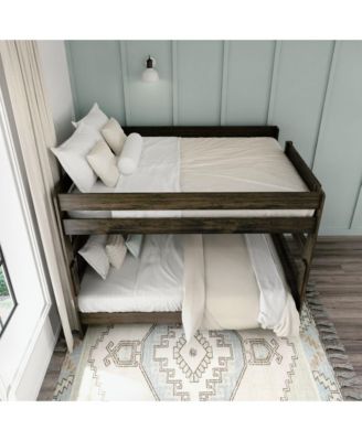 Farmhouse Queen Over Queen Bunk Bed for Kids Solid Wood