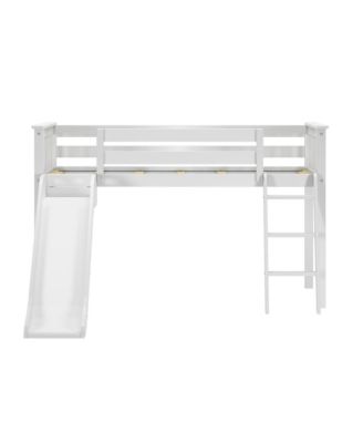 Low Loft With Easy Slide and Firetruck Curtain