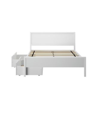 Full Size Bed Frame with Storage Drawers, Solid Wood Platform Bed for Kids