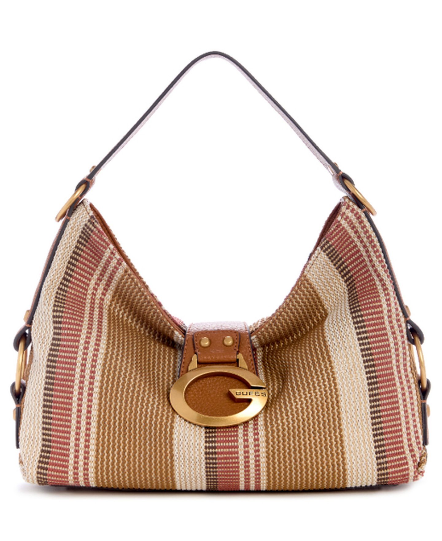 Женская сумка GUESS Camden Shoulder Handbag, цвет: Коричневый / Натуральный — фото 1