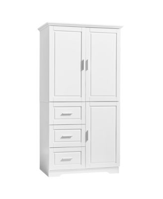 Tall Wide Storage Cabinet with Doors 3 Drawers for Bathroom Office Freestanding Organization