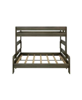Bunk Bed Twin over Full Size, Modern Farmhouse Solid Wood Bunk Beds for Kids