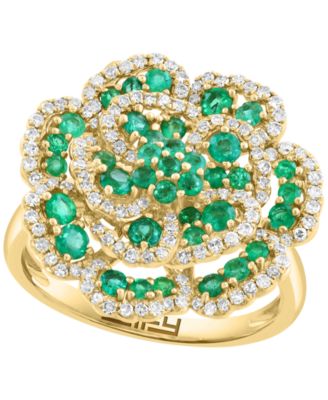 Emerald (1 ct. t.w.) & Diamond (3/8 ct. t.w.) Ring in 14k Yellow Gold