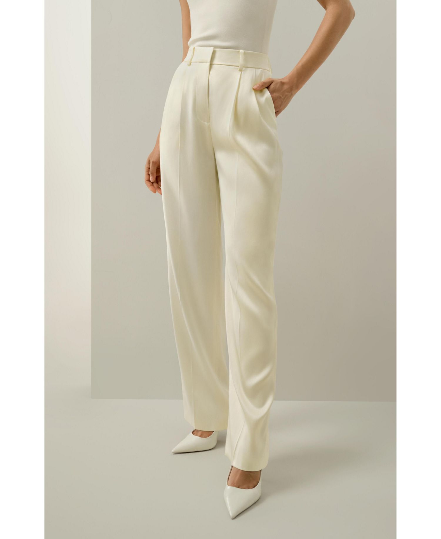 Women's Double-Faced Charmeuse Straight- Leg Pant
