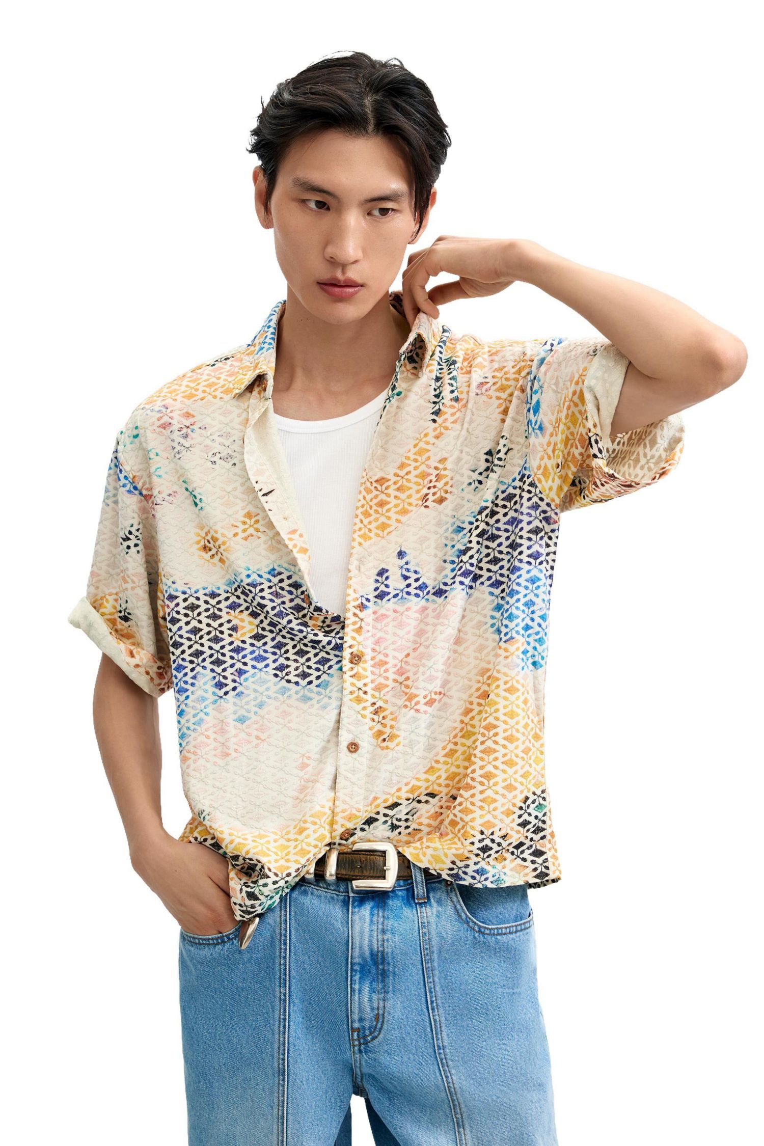 Men's Embroidered printed shirt