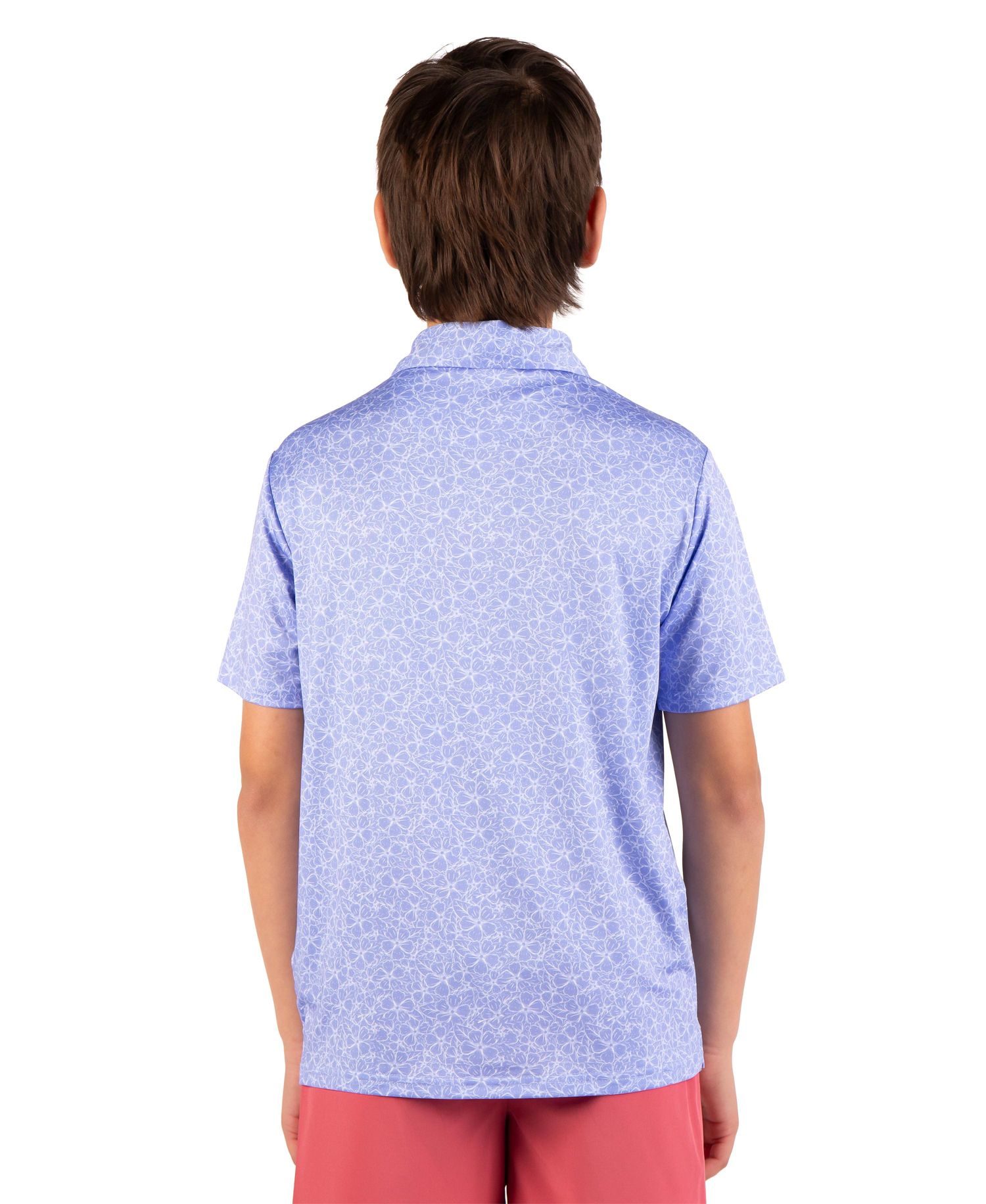 Boys Summer Floral Printed Performance Polo
