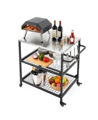 Stainless Steel Outdoor Grill Cart  with Mesh Shelves