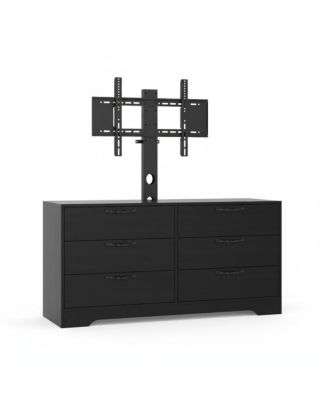 63" Modern TV Stand and Media Console for Up to 75" TVs - MDF with Adjustable Mount, 6 Drawers.