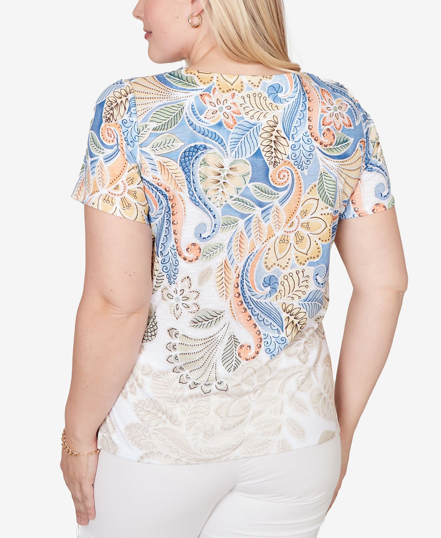 Petite Out of the Blue Ombre Paisley Short-Sleeve T-Shirt