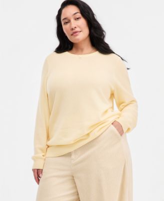 Plus Size 100% Cashmere Crewneck Sweater