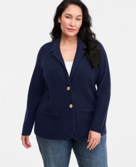 Женский пиджак Charter Club Plus Size 100% Cashmere, цвет: Тёмно-синий