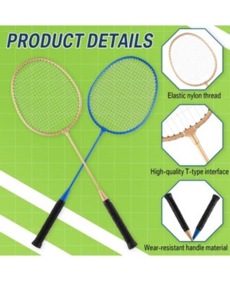 8 Packs Badminton Rackets Set 12 Shuttlecocks Adult Backyard Gym Beach Outdoor