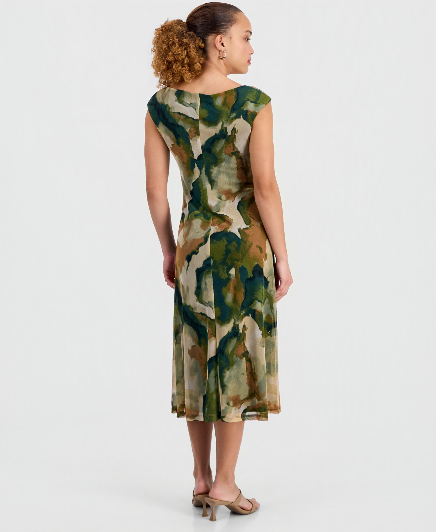 Petite Cap-Sleeve Midi Dress