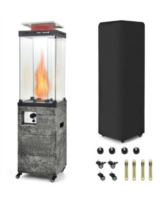 41,000 BTU Propane Patio Heater with Tempered Glass Tube and Lockable Wheels