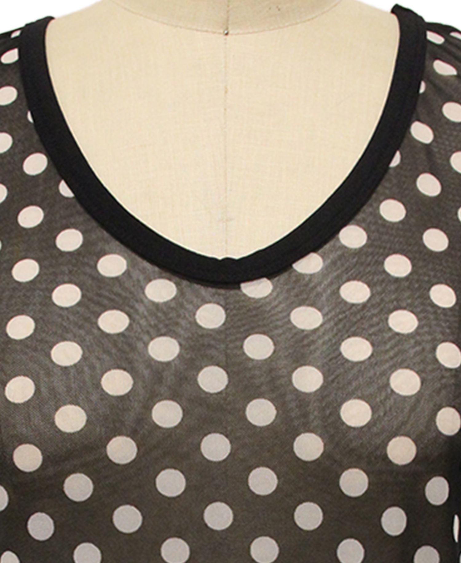 Plus Size Polka Dot Mesh Double Tank Top