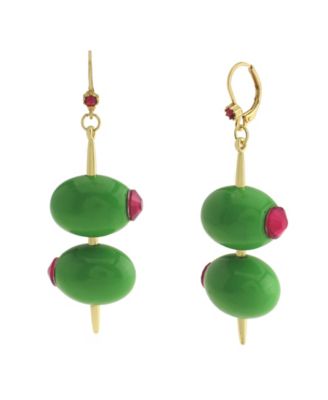 Faux Stone Girl Dinner Olive Drop Earrings