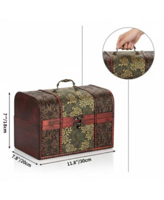 Vintage Wooden Treasure Chest Storage Decorative Box