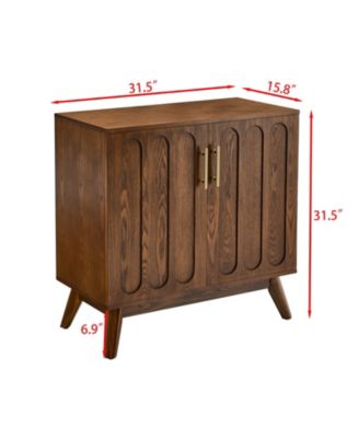Modern Fluted Sideboard Cabinet with Adjustable Shelves & Solid Wood Legs, Buffet Cabinet with Storage