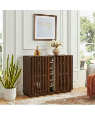 Mid-Century Fluted Liquor Cabinet and Wine Storage