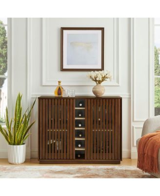 Mid-Century Fluted Liquor Cabinet and Wine Storage