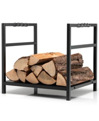 Steel Firewood Log Holder with Raised Feet and Carrying Handles