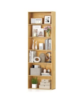 6-Tier Bookcase with 6 Open Shelves and Anti-Toppling Kits-Wood