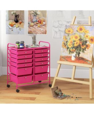 12-Drawer Rolling Storage Cart with Mixed-Size Drawers and Lockable Wheels