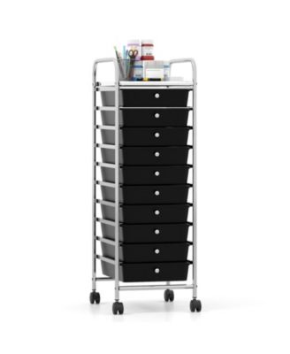 10-Drawer Chrome-Plated Rolling Storage Cart with Lockable Universal Wheels