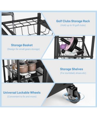 Home Gym Storage with Lockable Wheels for Dumbbells Yoga Mat