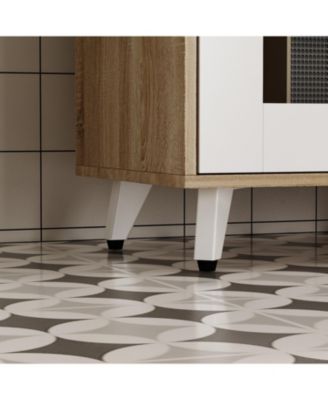 Large Kitchen Hutch Cabinet, Storage Cupboard Pantry with 4 Glass Doors, 4 Drawers and Microwave Shelf, Buffet,Sideboard