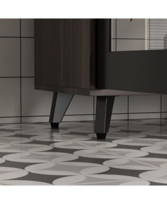 Large Kitchen Hutch Cabinet, Storage Cupboard Pantry with 4 Glass Doors, 4 Drawers and Microwave Shelf, Buffet,Sideboard