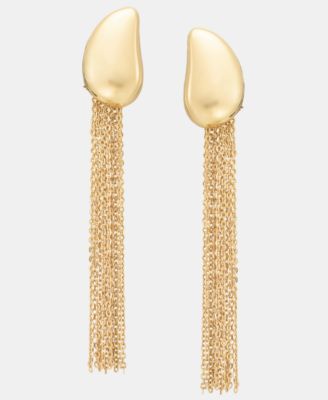 Tear-Shape Chain Linear Drop Earrings