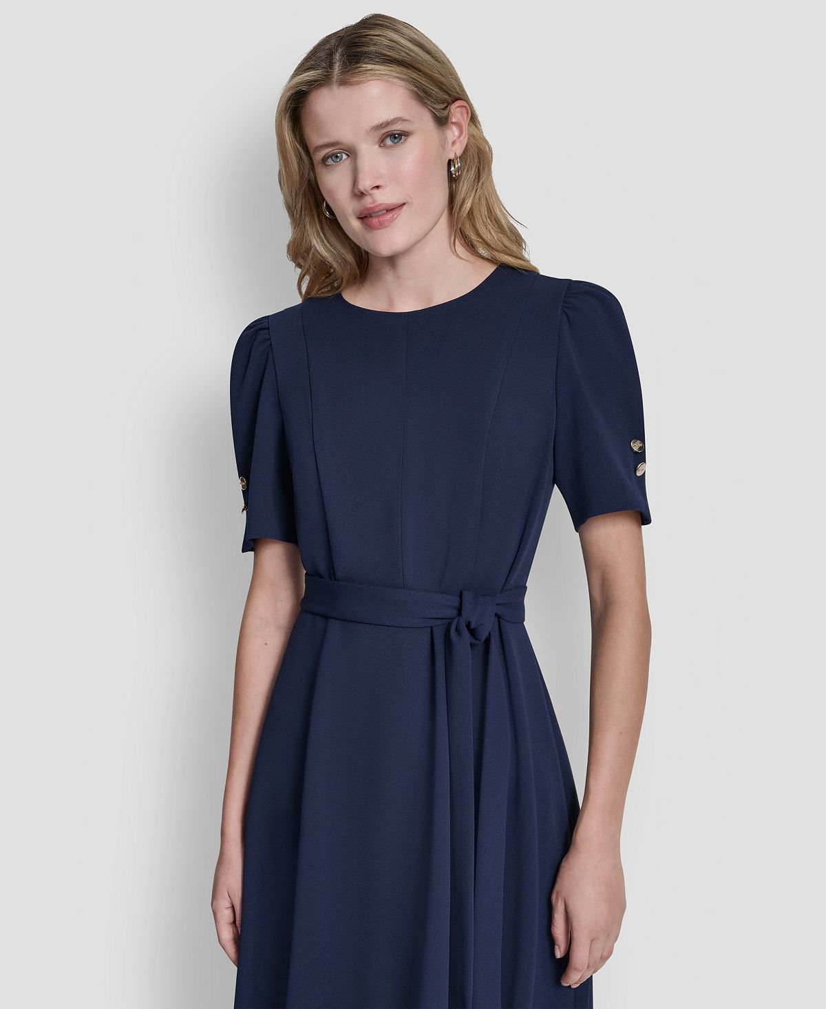 DKNY Women's Short-Sleeve Crewneck Belted Dress view 3 — MAYCSS fashion products