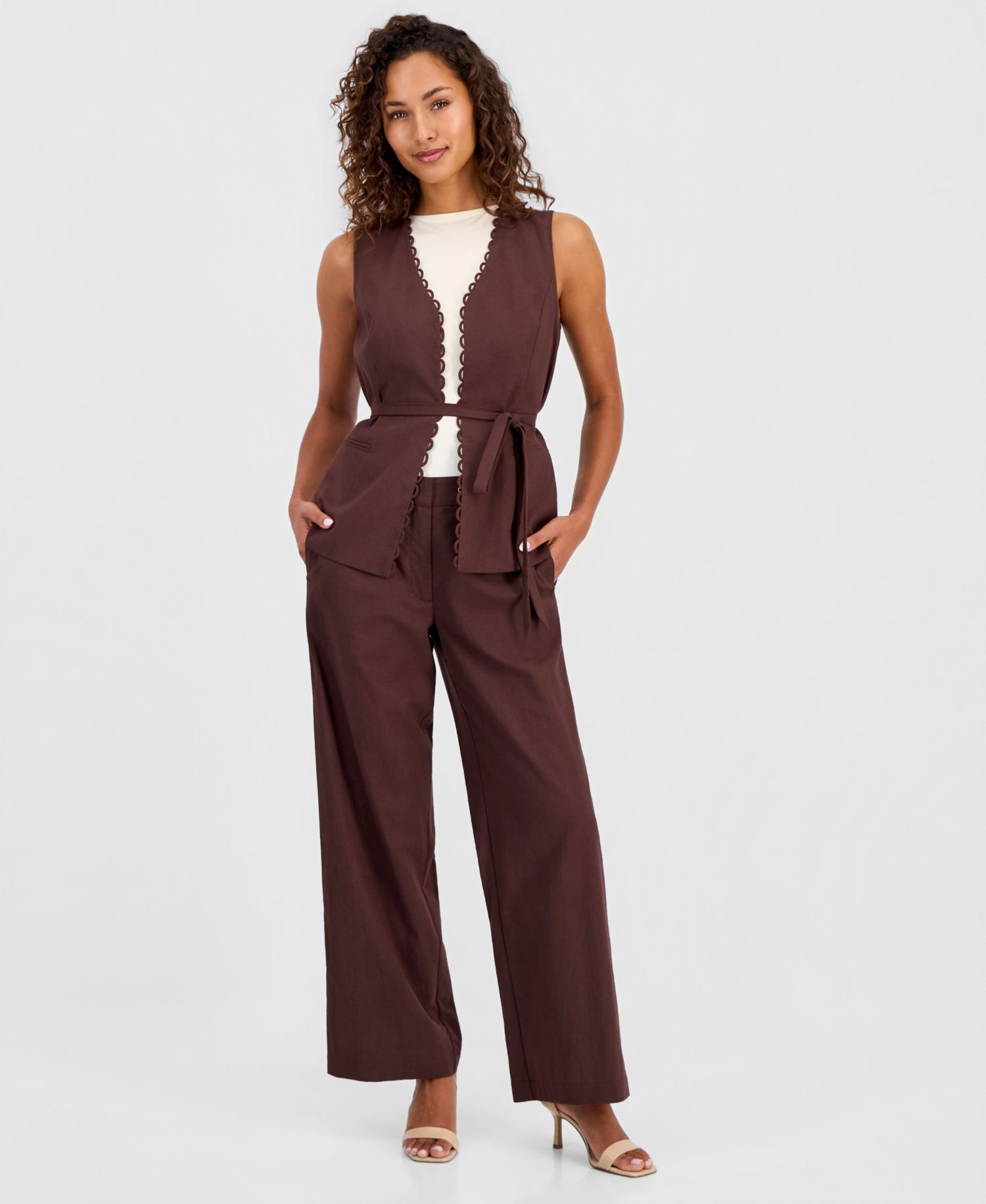 Women's Cotton & Linen Tie-Front Vest