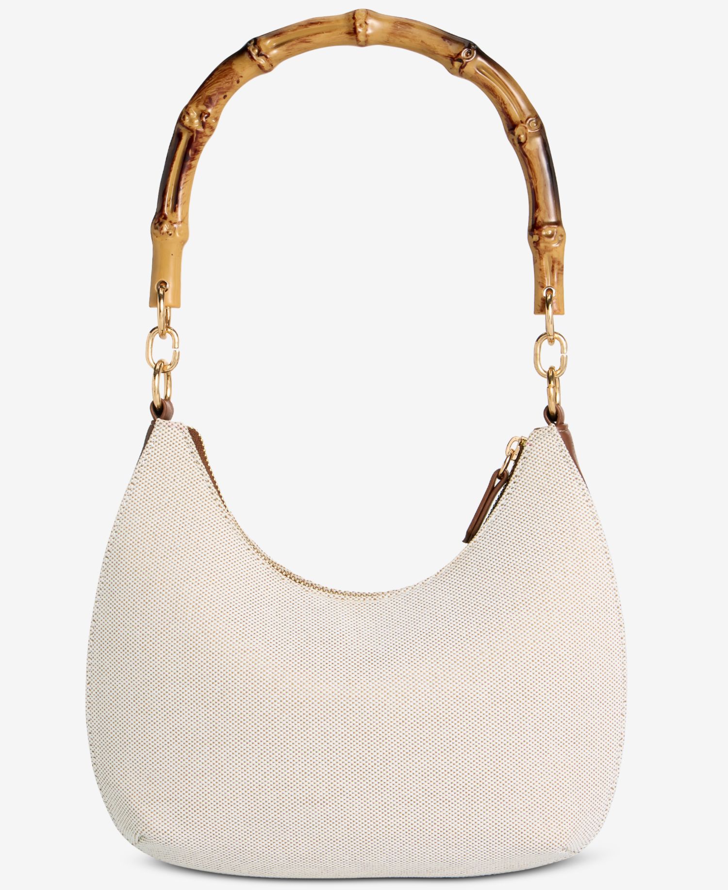Linen Bamboo Handle Hobo
