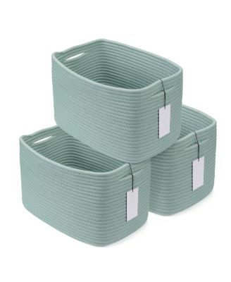 3pc Cotton Rope Woven Storage Basket Bins for Organizing Shelves