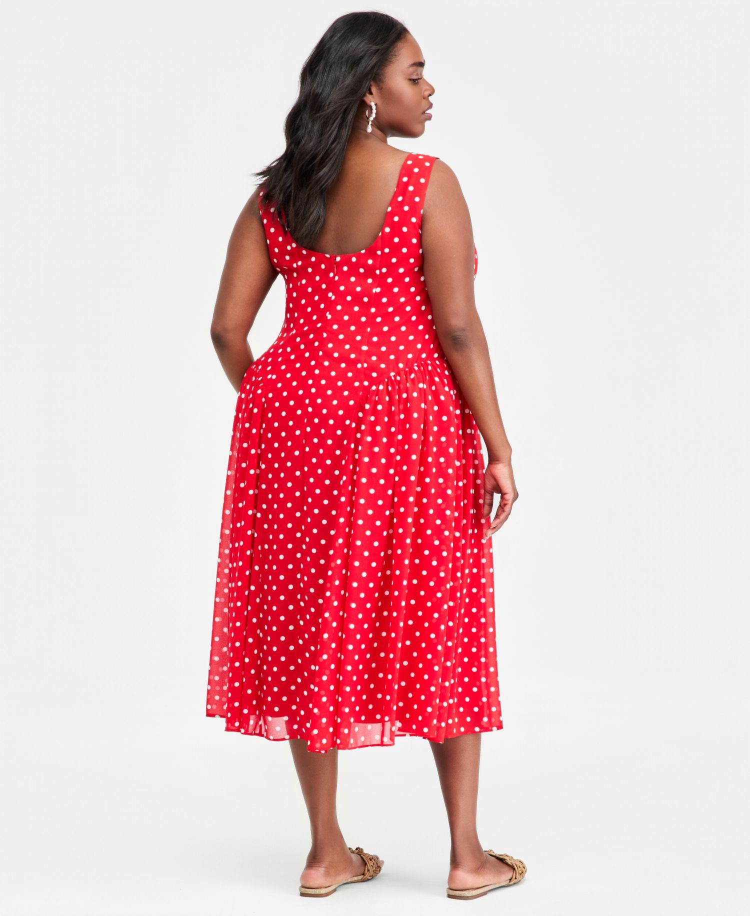 Plus Size Drop-Waist Midi Dress