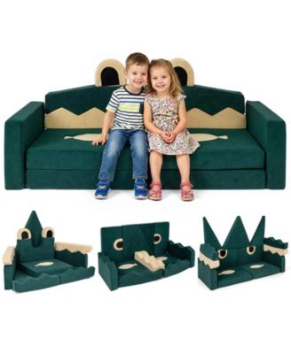 Modular Kids Play Couch with Velvet Cover for Creative Play