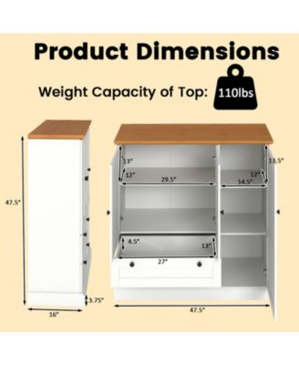 47.5 in Kitchen Freestanding Storage Cabinet with 3 Doors, 2 Drawers and 110 lbs Top