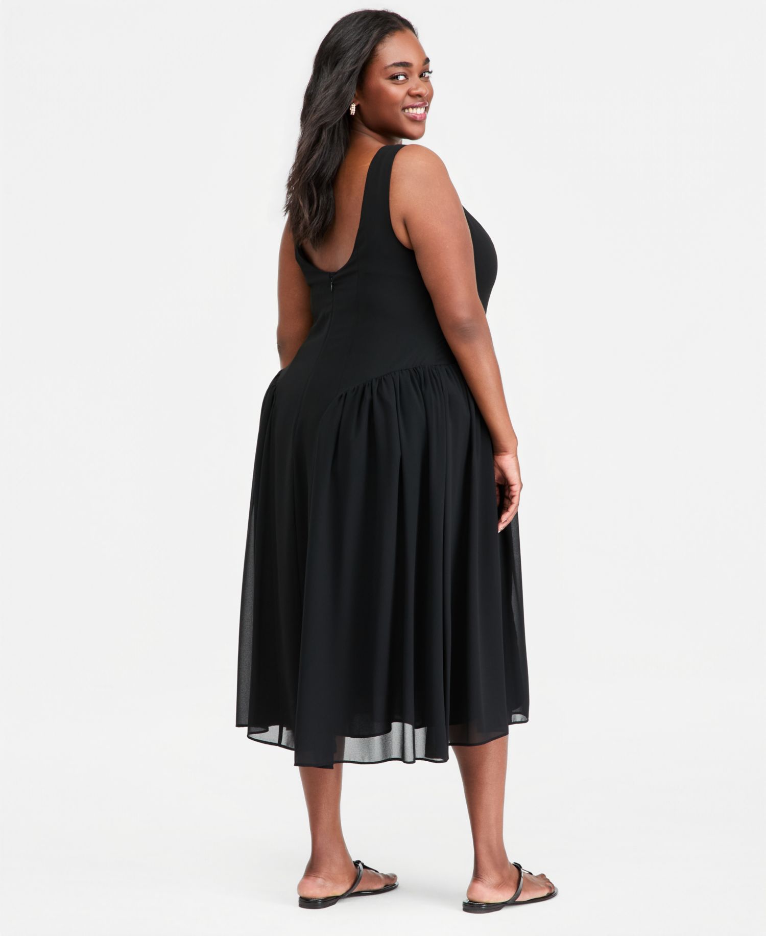 Plus Size Drop-Waist Midi Dress